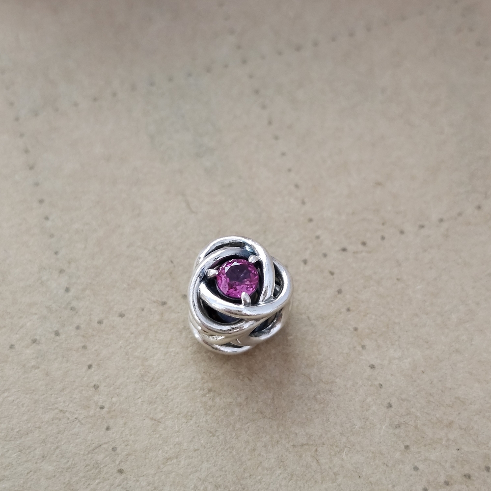 Pandora Silver Ring with Pink Gemstone
